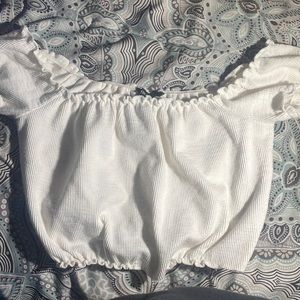 Cropped White Cute Shirt